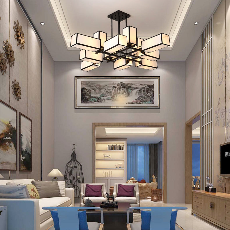 Minimalist Sputnik Hanging Lamp Fabric Chandelier Lighting for Living Room