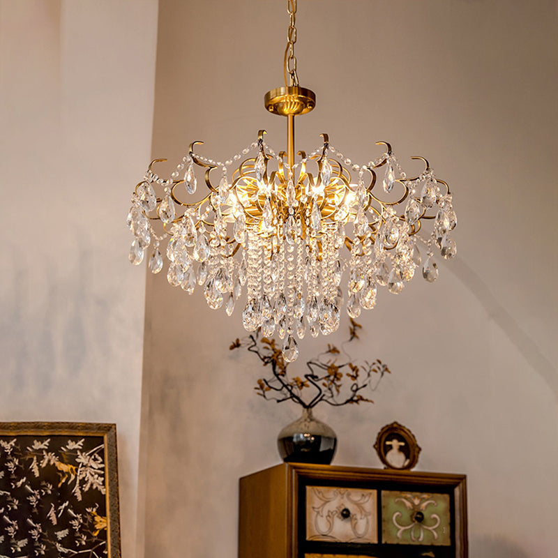 Traditional Crystal Chandelier Multi-Lights Bedroom Pendant Lamp (Without Hanging Chains)