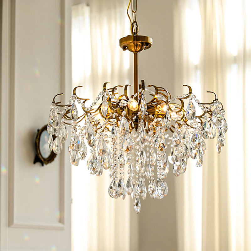 Traditional Crystal Chandelier Multi-Lights Bedroom Pendant Lamp (Without Hanging Chains)
