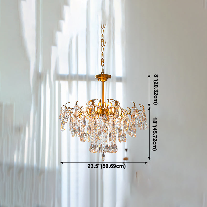 Traditional Crystal Chandelier Multi-Lights Bedroom Pendant Lamp (Without Hanging Chains)