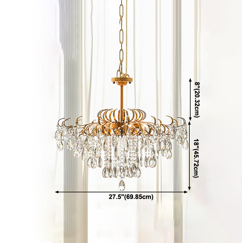 Traditional Crystal Chandelier Multi-Lights Bedroom Pendant Lamp (Without Hanging Chains)