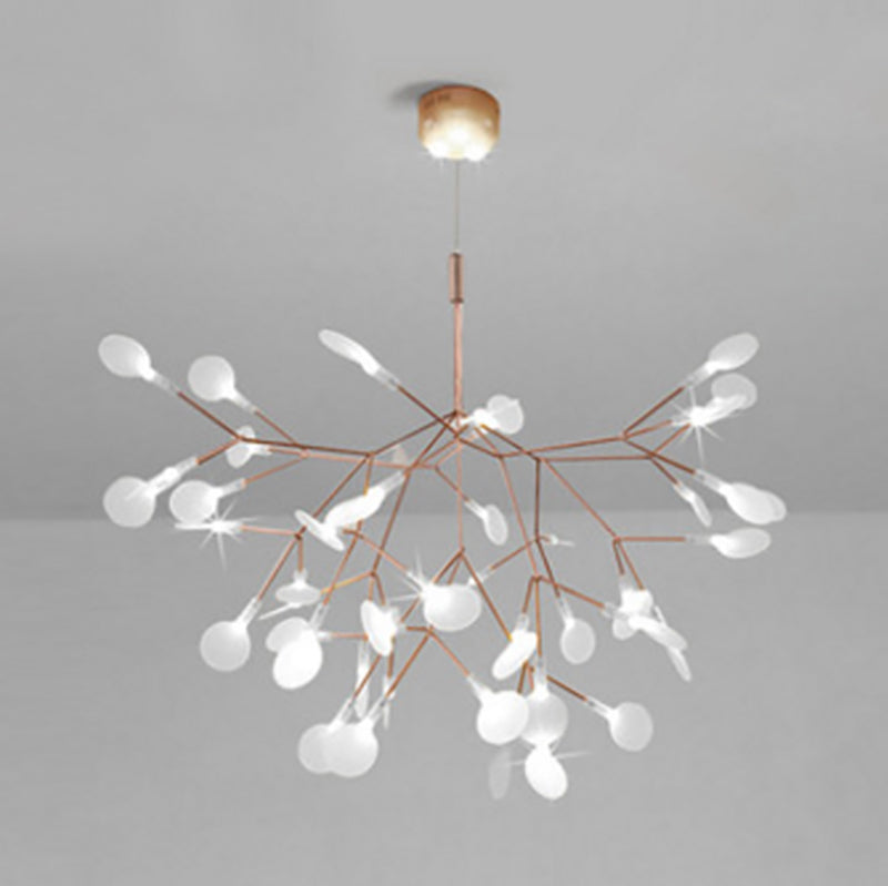 Nordic Style Chandelier Rose Gold Firefly Hanging Lamp with Acrylic Shade for Living Room