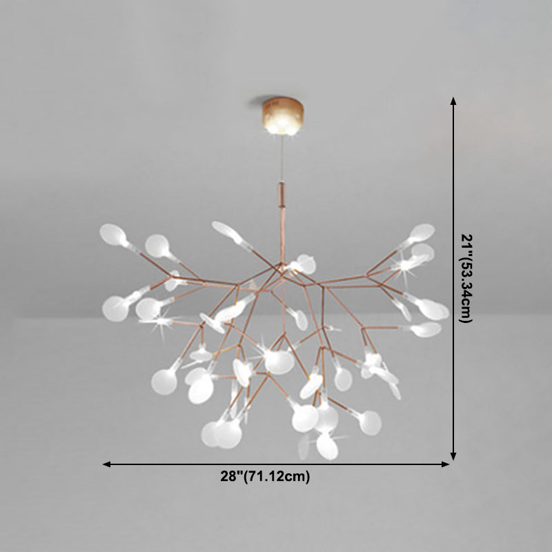 Nordic Style Chandelier Rose Gold Firefly Hanging Lamp with Acrylic Shade for Living Room