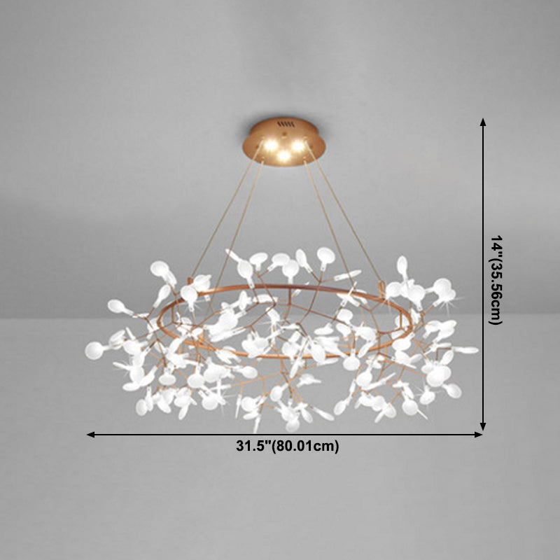 Nordic Style Chandelier Rose Gold Firefly Hanging Lamp with Acrylic Shade for Living Room