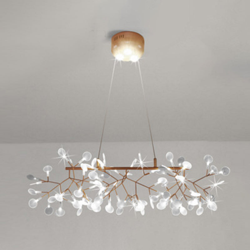 Metal Branch Shape Chandelier Nordic Style Fireflies Hanging Lamp for Living Room