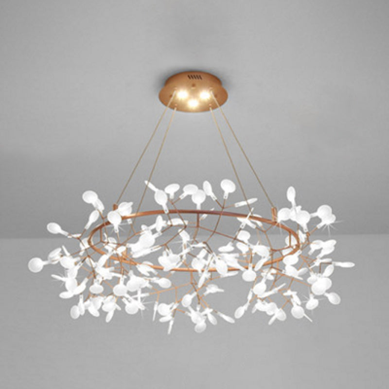 Metal Branch Shape Chandelier Nordic Style Fireflies Hanging Lamp for Living Room
