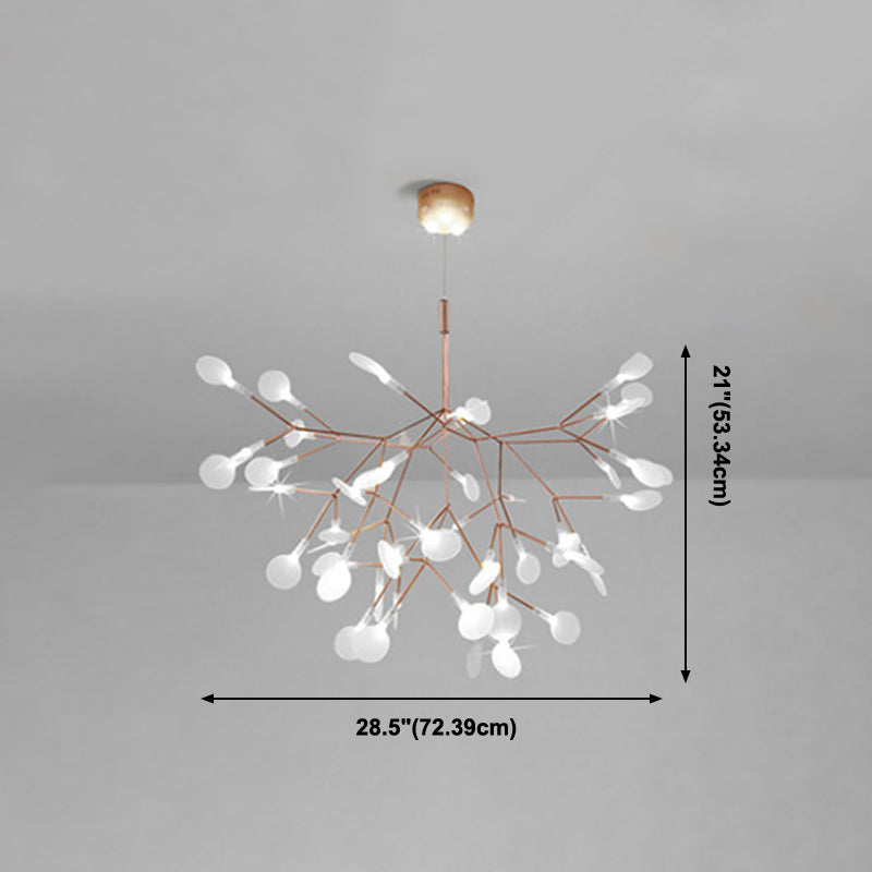 Metal Branch Shape Chandelier Nordic Style Fireflies Hanging Lamp for Living Room
