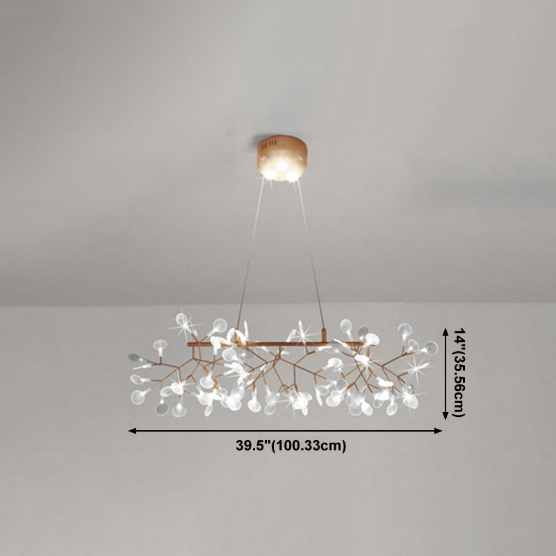 Metal Branch Shape Chandelier Nordic Style Fireflies Hanging Lamp for Living Room
