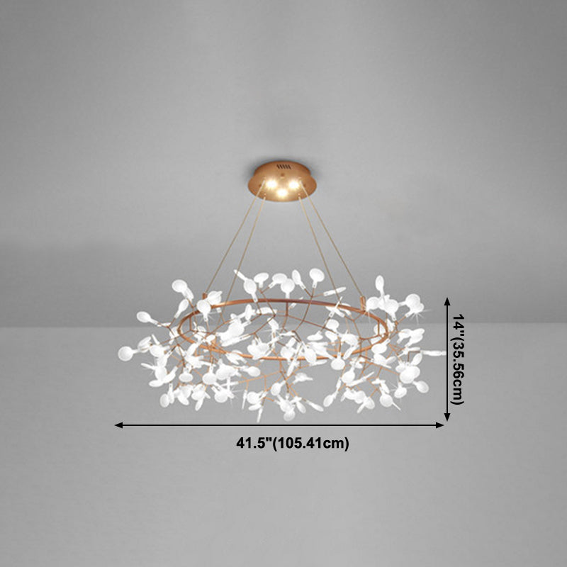 Metal Branch Shape Chandelier Nordic Style Fireflies Hanging Lamp for Living Room