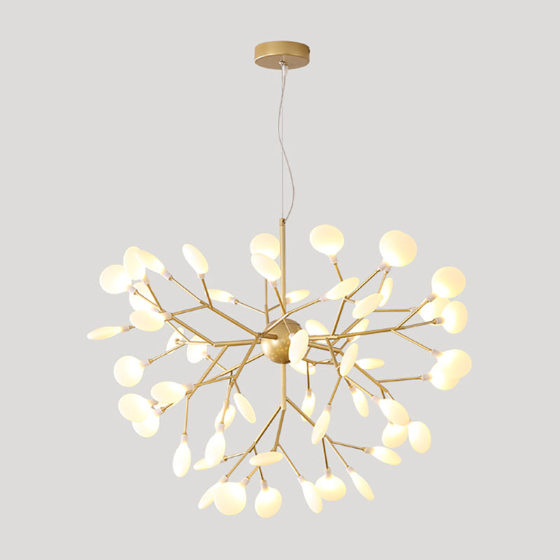 Metal Branch Shape Chandelier Nordic Style Fireflies Hanging Lamp for Restaurant
