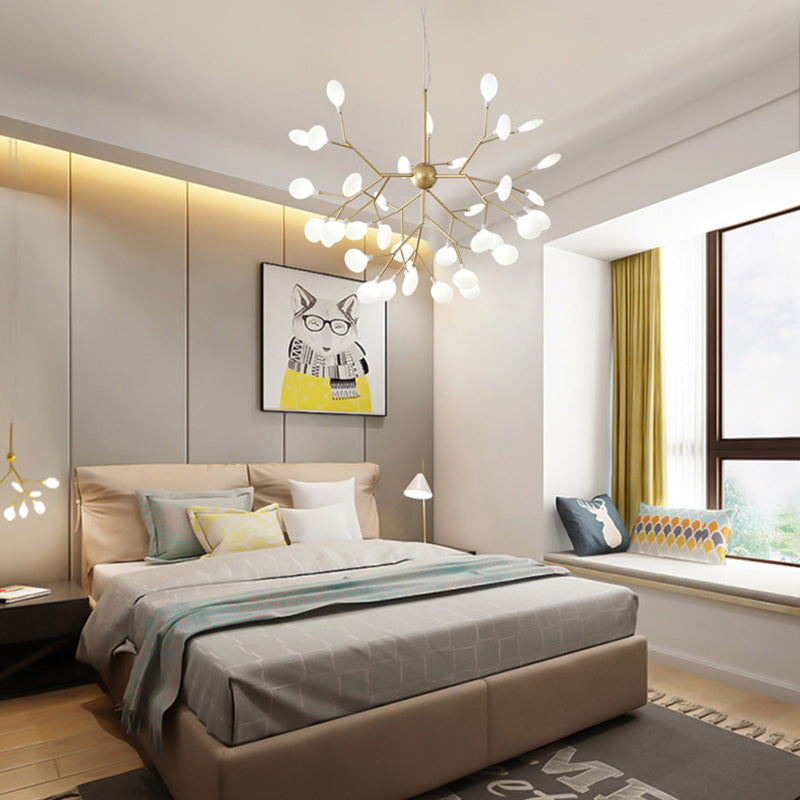 Metal Branch Shape Chandelier Nordic Style Fireflies Hanging Lamp for Restaurant