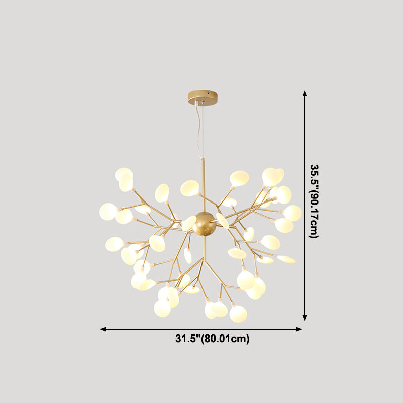 Metal Branch Shape Chandelier Nordic Style Fireflies Hanging Lamp for Restaurant