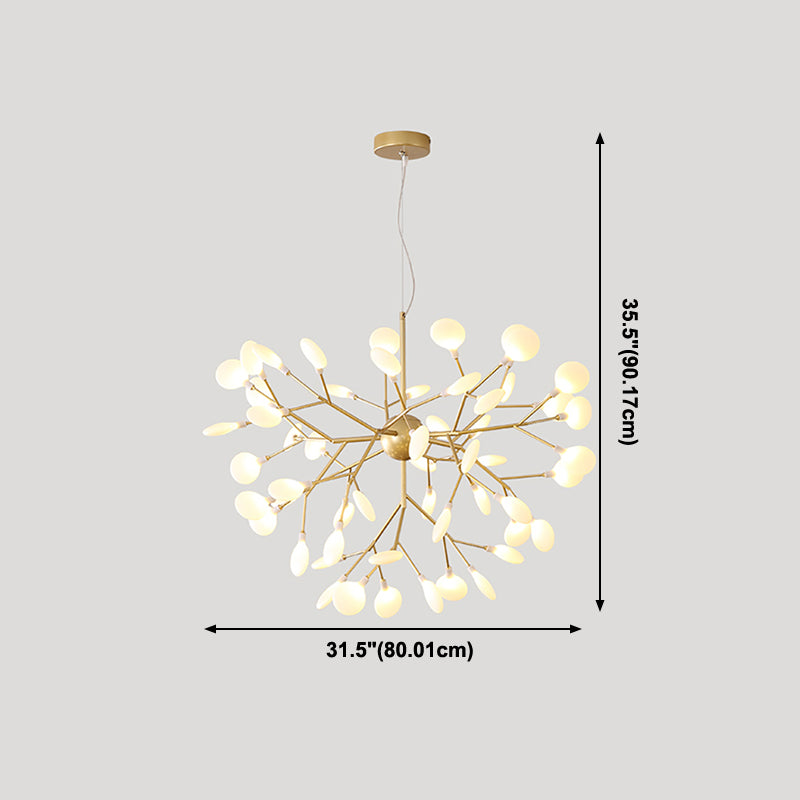 Metal Branch Shape Chandelier Nordic Style Fireflies Hanging Lamp for Restaurant