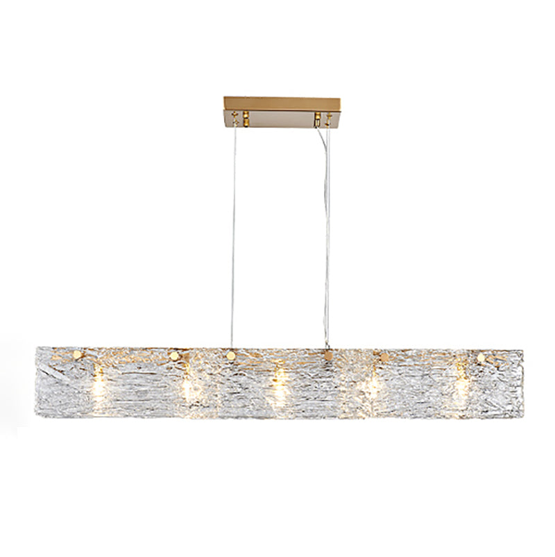 5 Light Island Lighting Modern Style Rectangular Shape Glass Hanging Light Fixtures