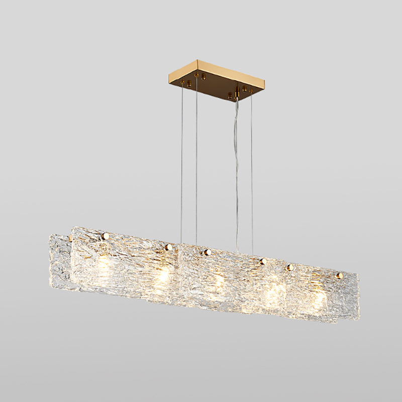 5 Light Island Lighting Modern Style Rectangular Shape Glass Hanging Light Fixtures