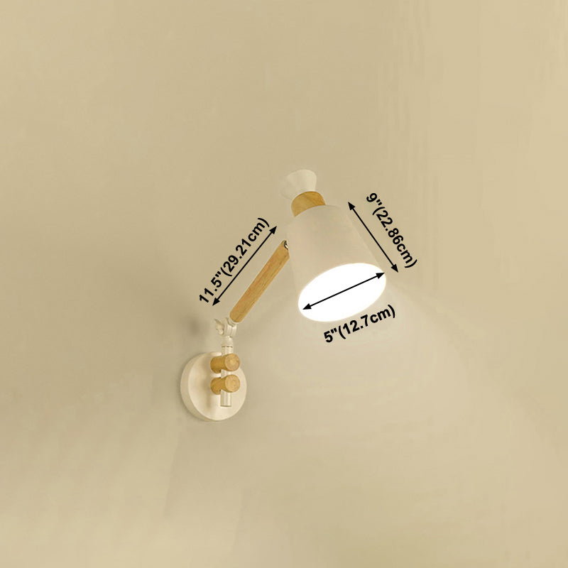 Room de salon One Head Wall Appince en métal et en bois ajusté en bois luminaire mural