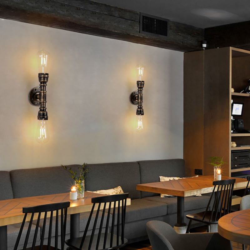 2 Head Metal Water Pipe Shade Wall Lighting Industrial Style Wall Mounted Light Fixture
