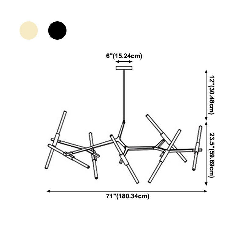 Radiation Chandelier Light Fixtures Modern Multi-Head Suspension Pendant Lamps for Living Room