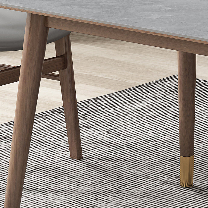 Mesa de comedor gris de cocina Mid-Century Mesa de comedor rectangular de piedra sinterizada con 4 patas