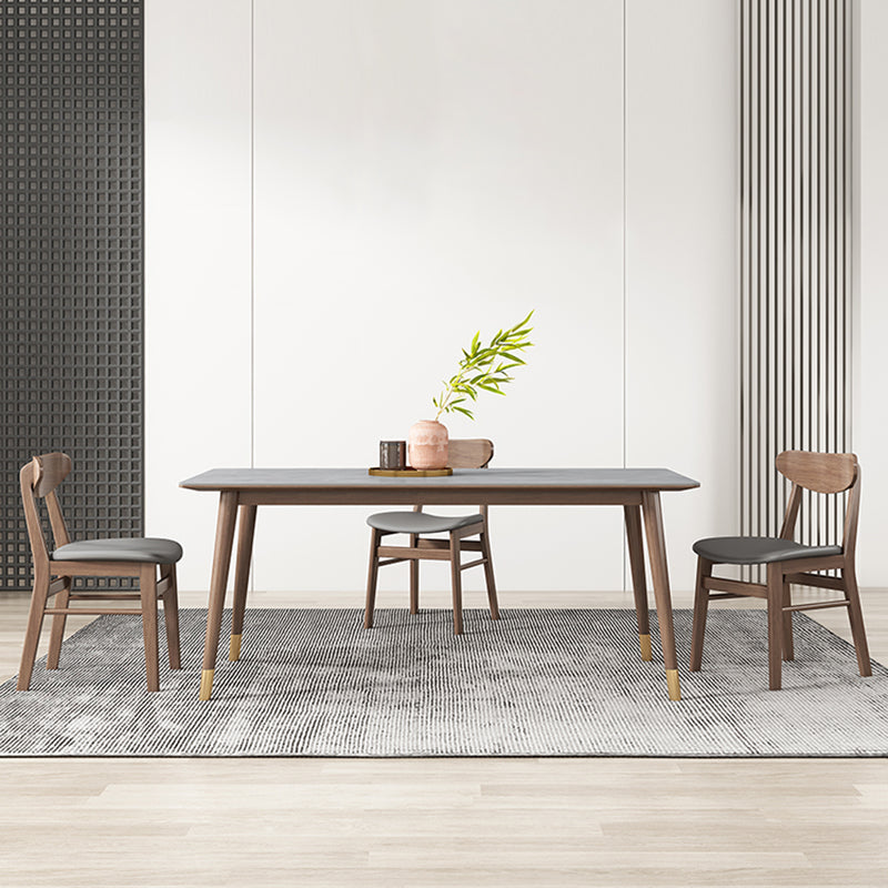 Mesa de comedor gris de cocina Mid-Century Mesa de comedor rectangular de piedra sinterizada con 4 patas
