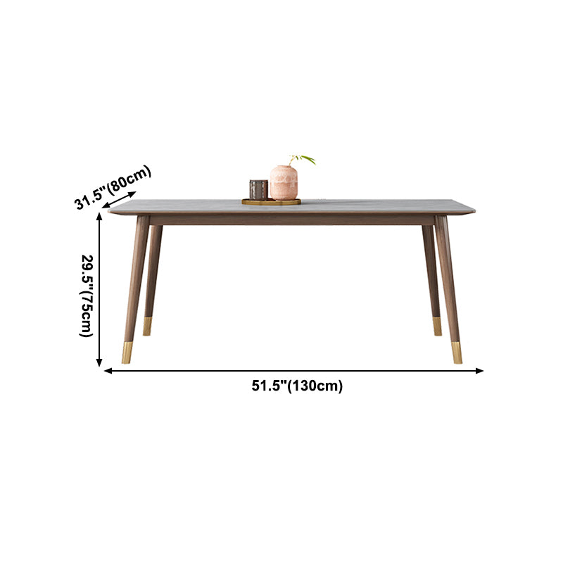 Mesa de comedor gris de cocina Mid-Century Mesa de comedor rectangular de piedra sinterizada con 4 patas
