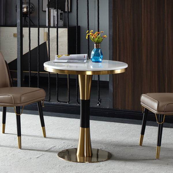 Metal Traditional Luxury Round Table Marble Top Indoor Table with Pedestal