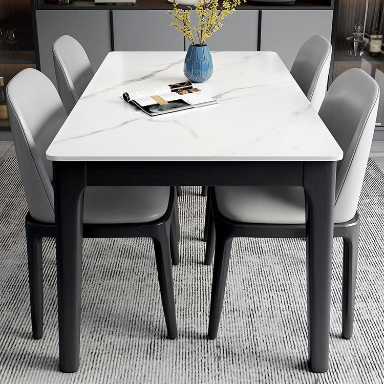 Mesa de comedor bicolor de piedra sinterizada Mesa de comedor Mid-Century de 4 patas