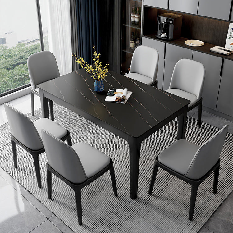 Mesa de comedor bicolor de piedra sinterizada Mesa de comedor Mid-Century de 4 patas
