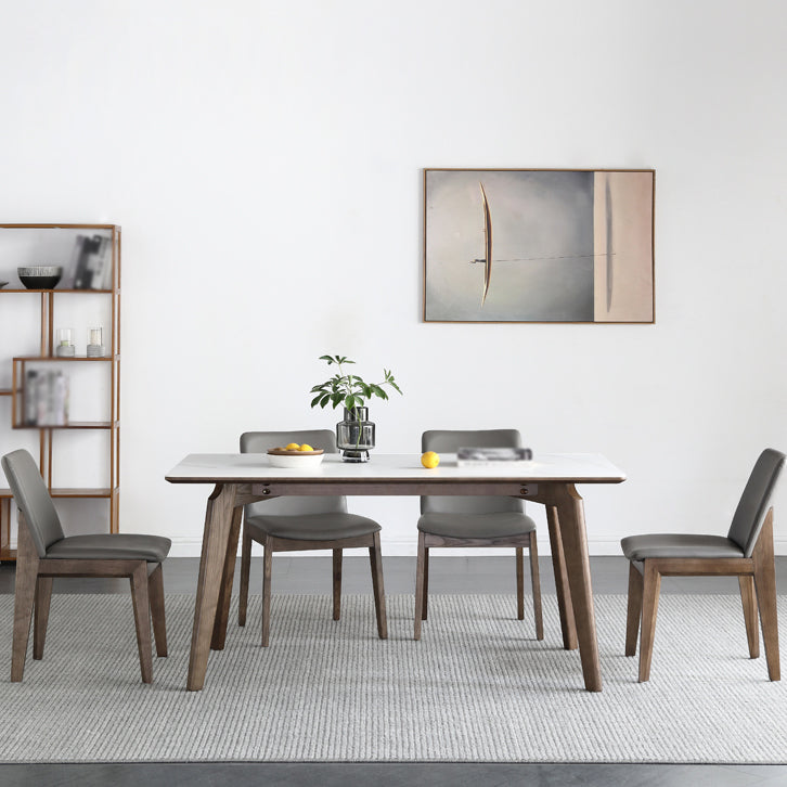 Mesa de comedor estándar blanca de mediados de siglo Mesa de comedor rectangular de piedra sinterizada para cocina