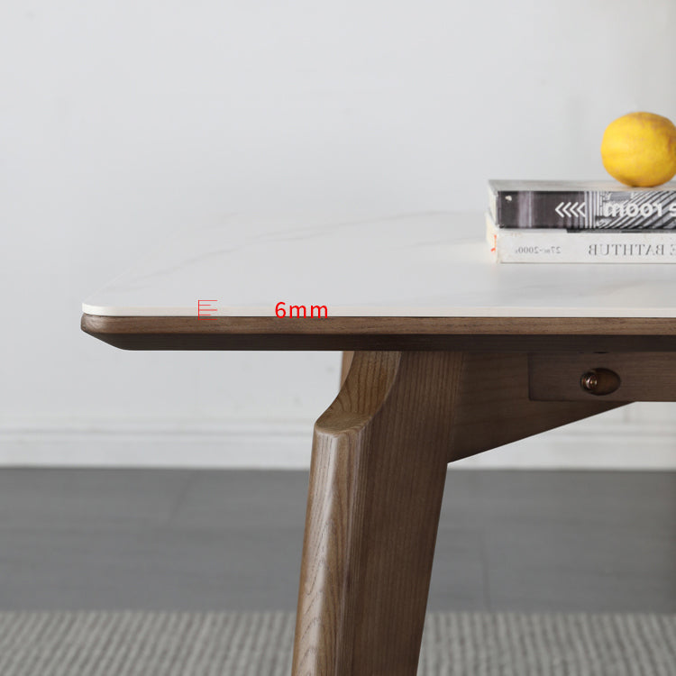 Mesa de comedor estándar blanca de mediados de siglo Mesa de comedor rectangular de piedra sinterizada para cocina