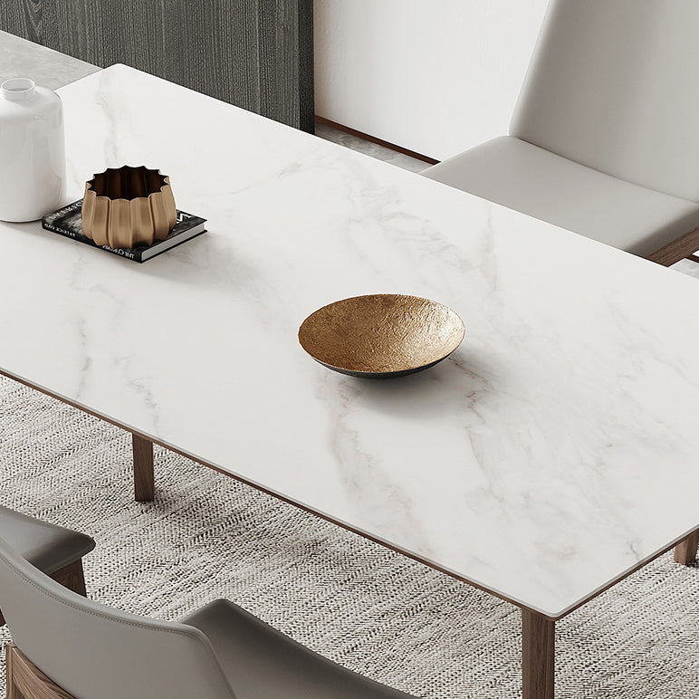 Midden-eeuwse rechthoekige vorm tafel gesinterde stenen eettafel voor keuken