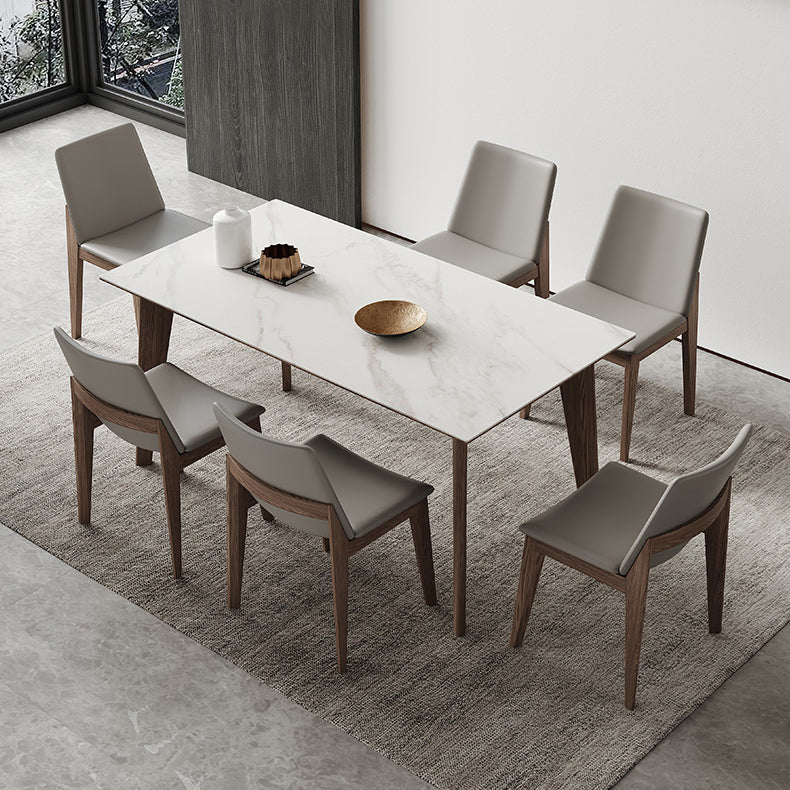 Midden-eeuwse rechthoekige vorm tafel gesinterde stenen eettafel voor keuken