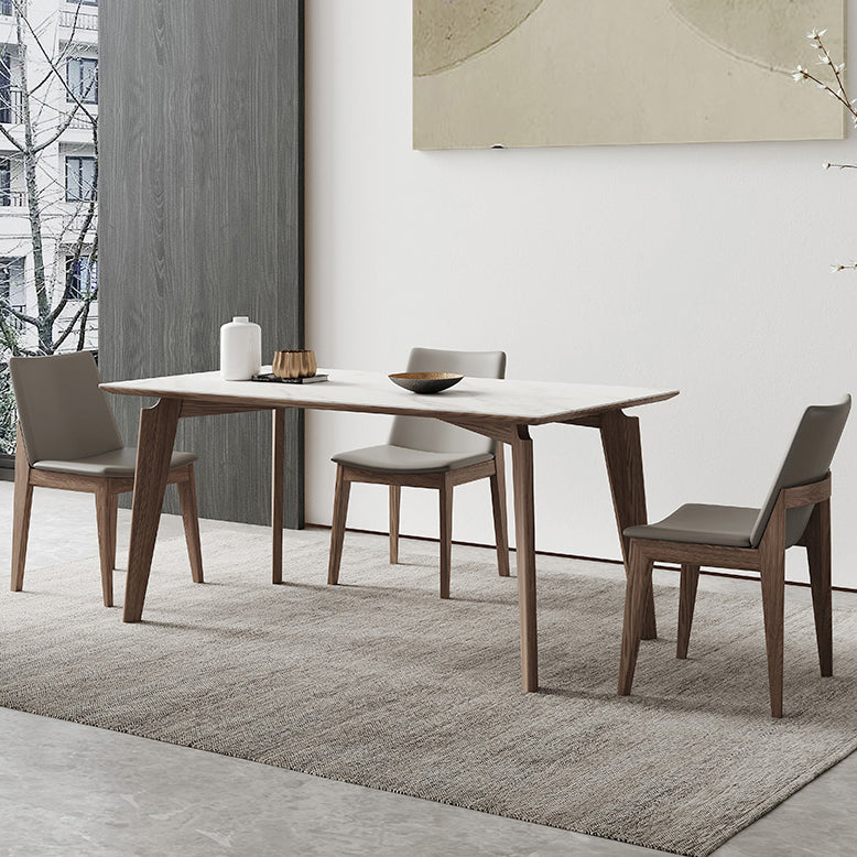 Midden-eeuwse rechthoekige vorm tafel gesinterde stenen eettafel voor keuken