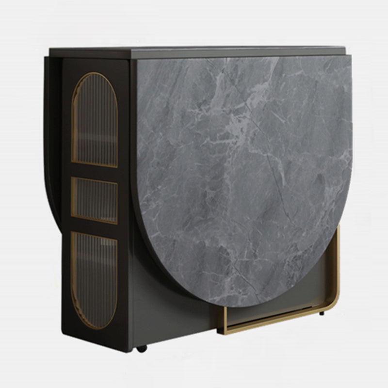 59-inch Oval Shape Casual Dining Table Two-Color Extendable Table with Sintered Stone