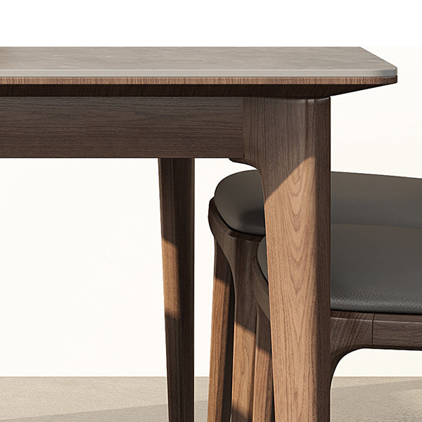 Mesa de comedor estándar de piedra sinterizada de mediados de siglo, mesa gris con forma rectangular, para cocina