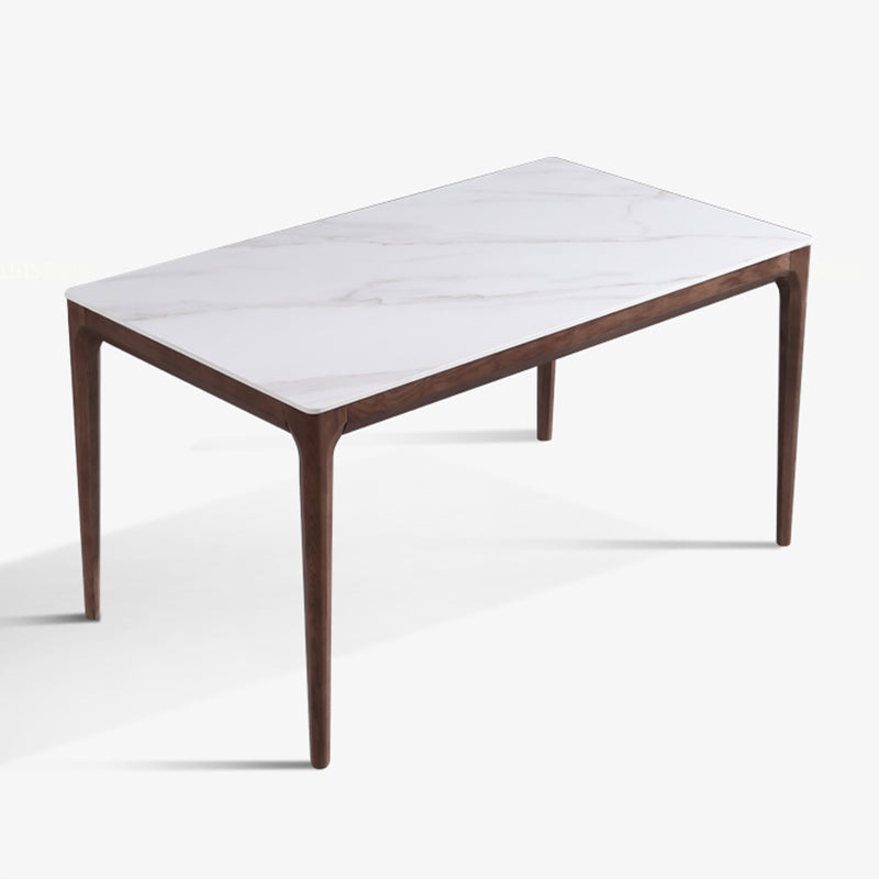 Mesa de comedor rectangular estilo mediados de siglo, colección de comedor de piedra para interior