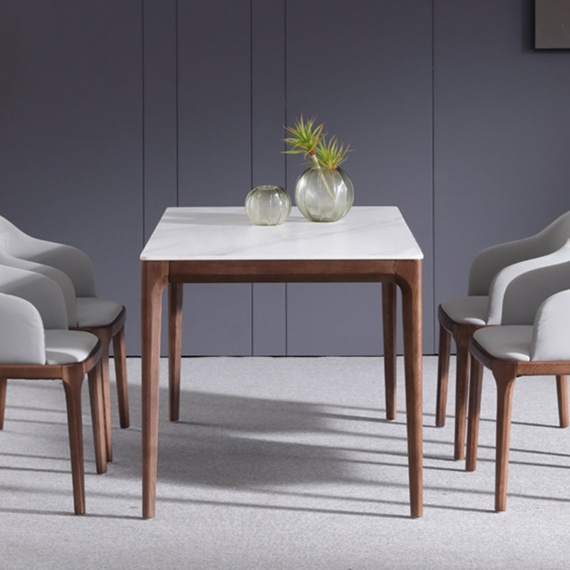 Mesa de comedor rectangular estilo mediados de siglo, colección de comedor de piedra para interior