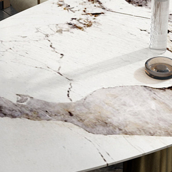 Oval Sintered Stone Dining Table Luxury Kitchen Table with 3 Legs in Gold