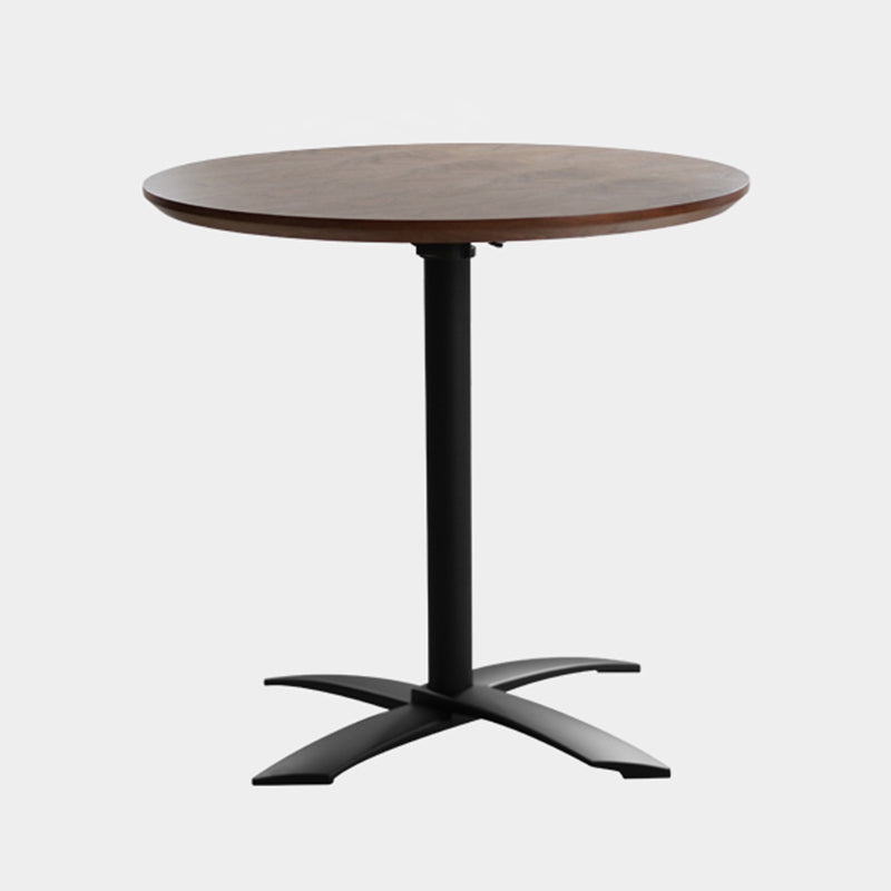 Metal Contemporary Round Dining Table Wood Top Dining Table with Pedestal Base