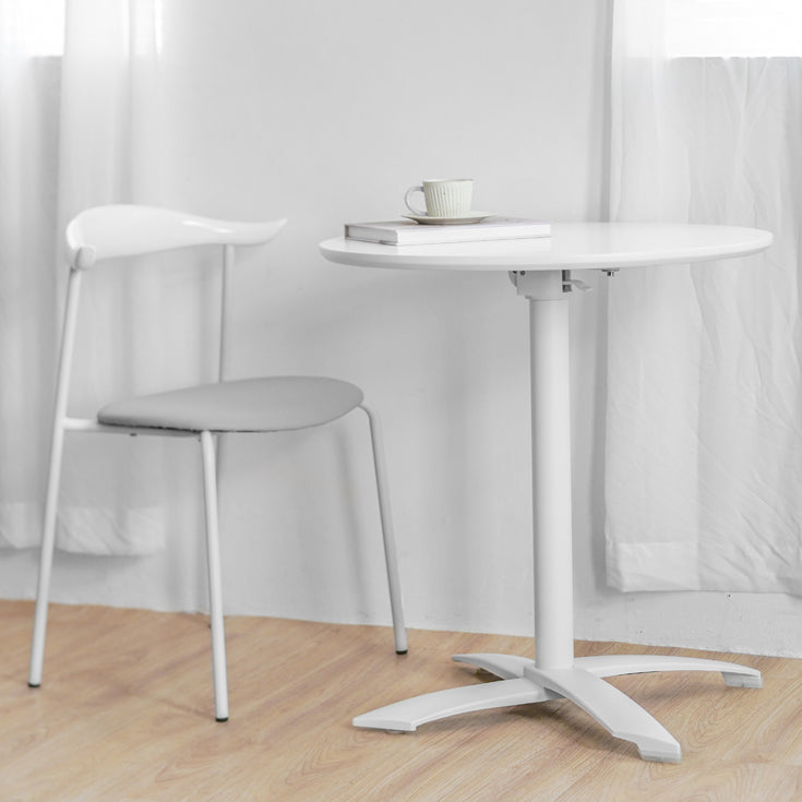 Metal Contemporary Round Dining Table Wood Top Dining Table with Pedestal Base