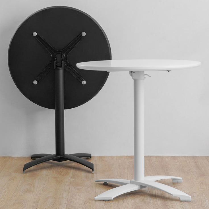 Metal Contemporary Round Dining Table Wood Top Dining Table with Pedestal Base