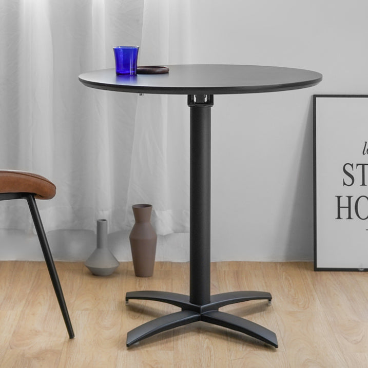 Metal Contemporary Round Dining Table Wood Top Dining Table with Pedestal Base