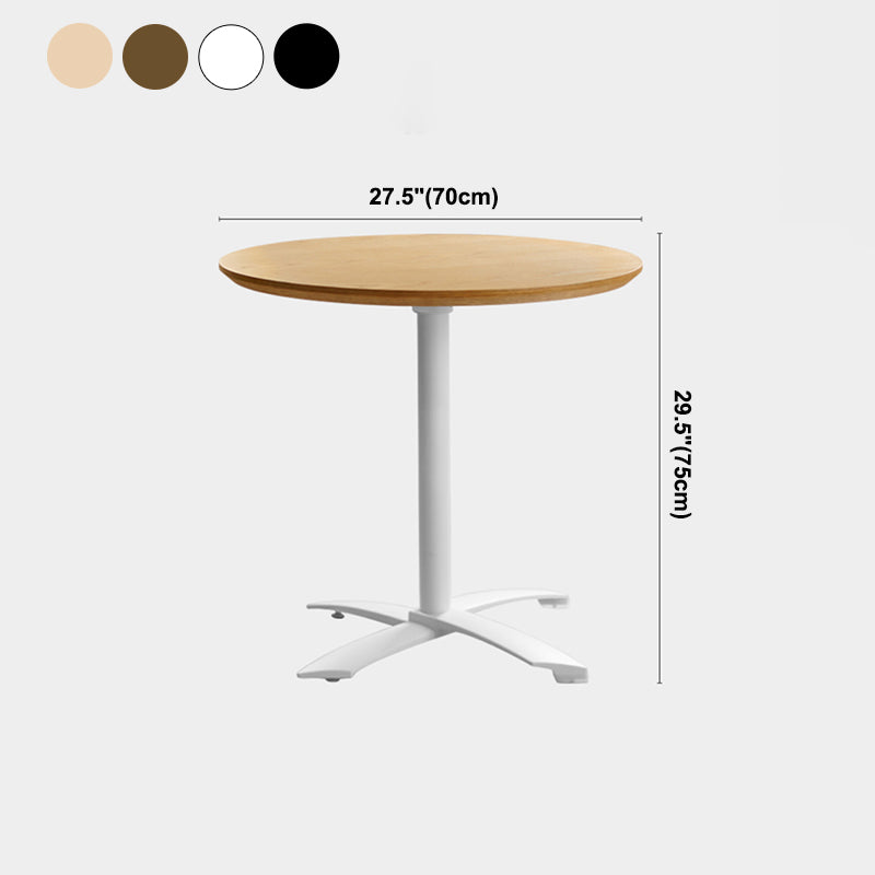 Metal Contemporary Round Dining Table Wood Top Dining Table with Pedestal Base