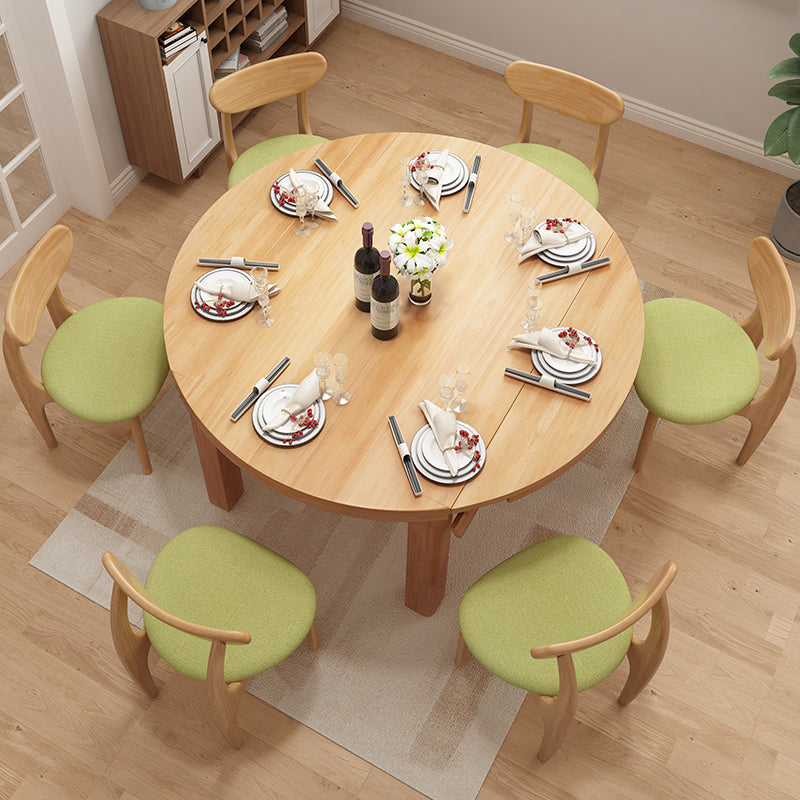Contemporary Extendable Solid Wood Dining Table Kitchen Standard Dining Table with 4 Legs Base