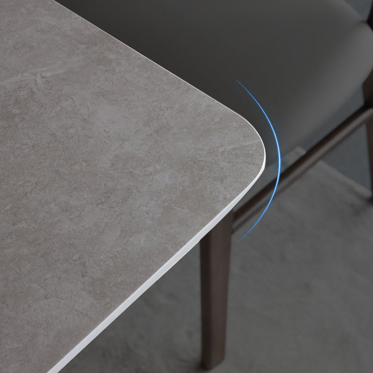 Mid-Century Gray Sintered Stone Table Rectangle Standard Dining Table for Kitchen