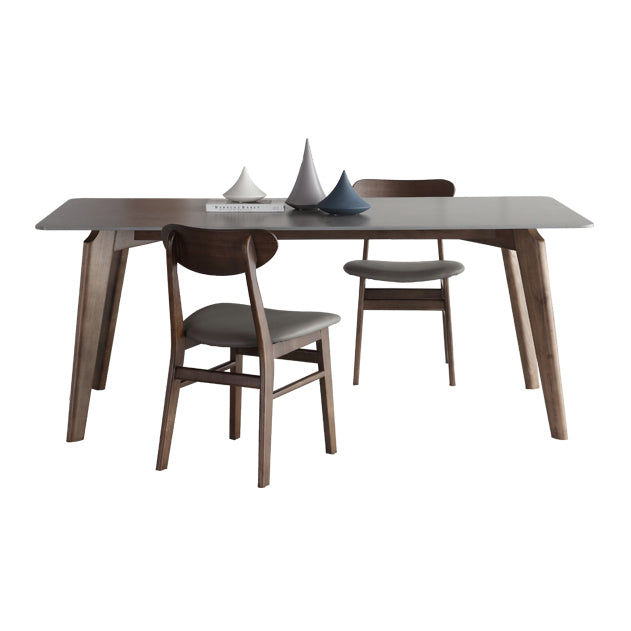 Mid-Century Gray Sintered Stone Table Rectangle Standard Dining Table for Kitchen