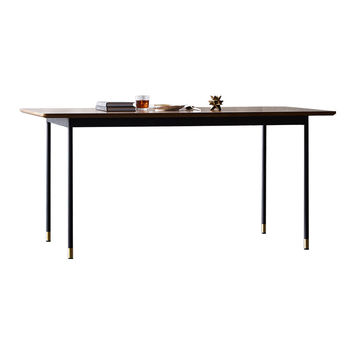 Mesa de comedor de estilo tradicional de lujo, mesa rectangular marrón de madera maciza con 4 patas