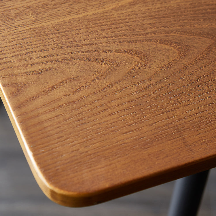Mesa de comedor de estilo tradicional de lujo, mesa rectangular marrón de madera maciza con 4 patas