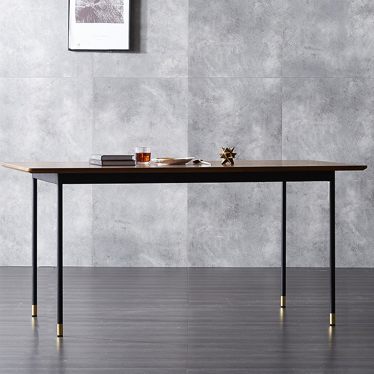 Mesa de comedor de estilo tradicional de lujo, mesa rectangular marrón de madera maciza con 4 patas