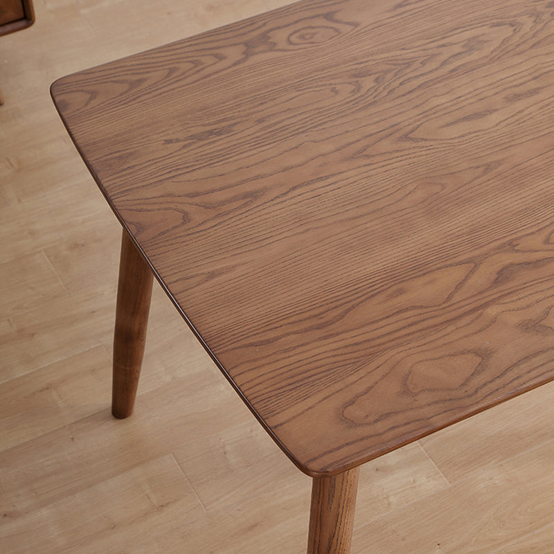 Mid-Century Modern Dining Table Brown Rectangle Solid Wood Dining Table